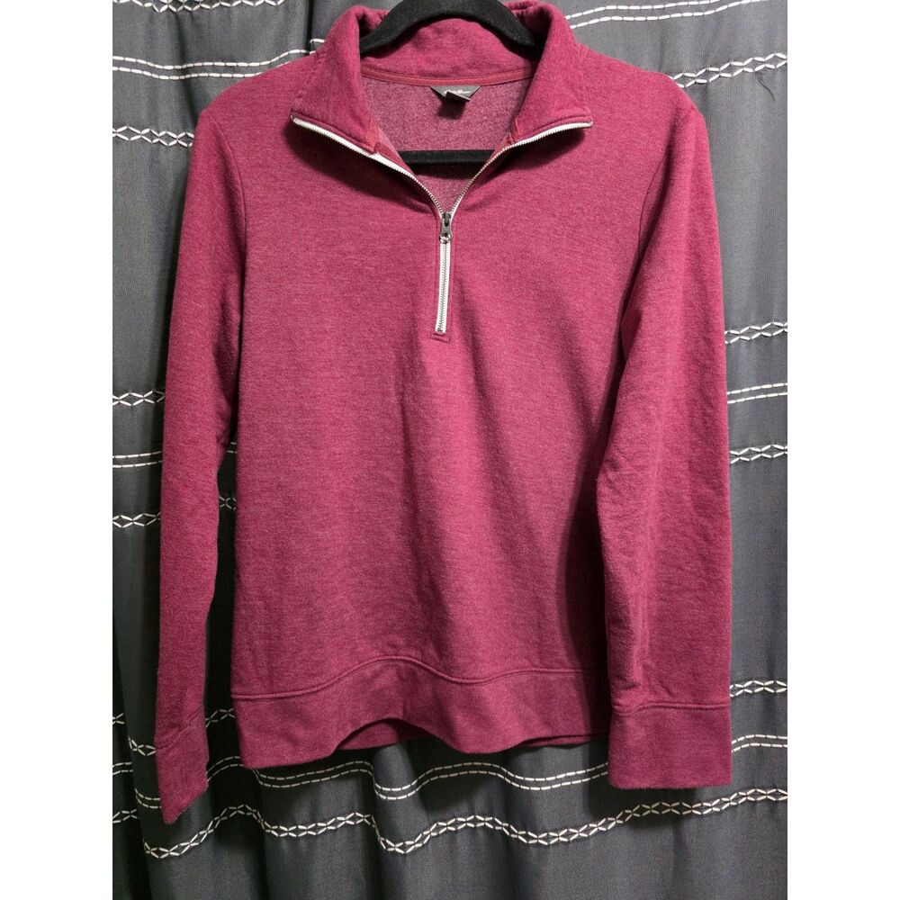 Eddie Bauer Women’s Small Burgundy Quarter Zip Pullover Soft Cozy Long Sleeve